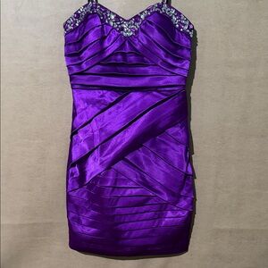 Jodi Kristopher Vibrant Purple Embellished Mini Dress